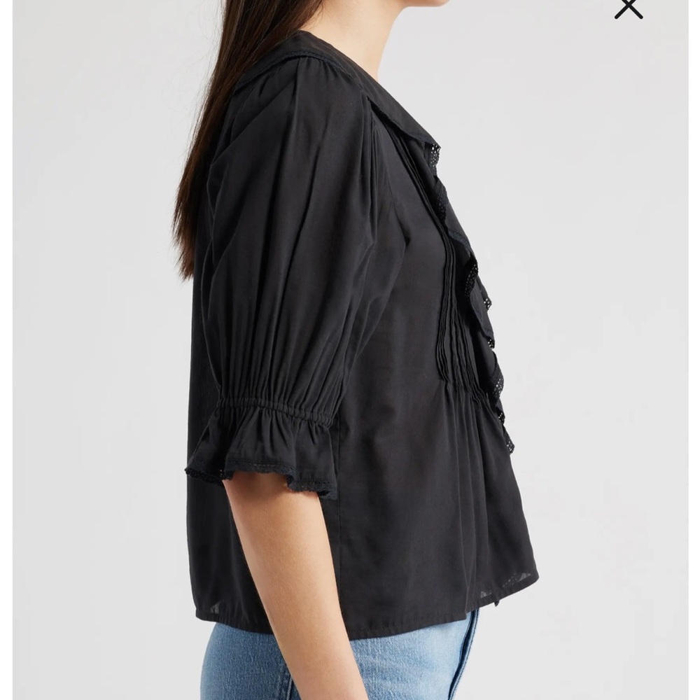 Madewell Black Ruffled Blouse - Picture 3 of 7